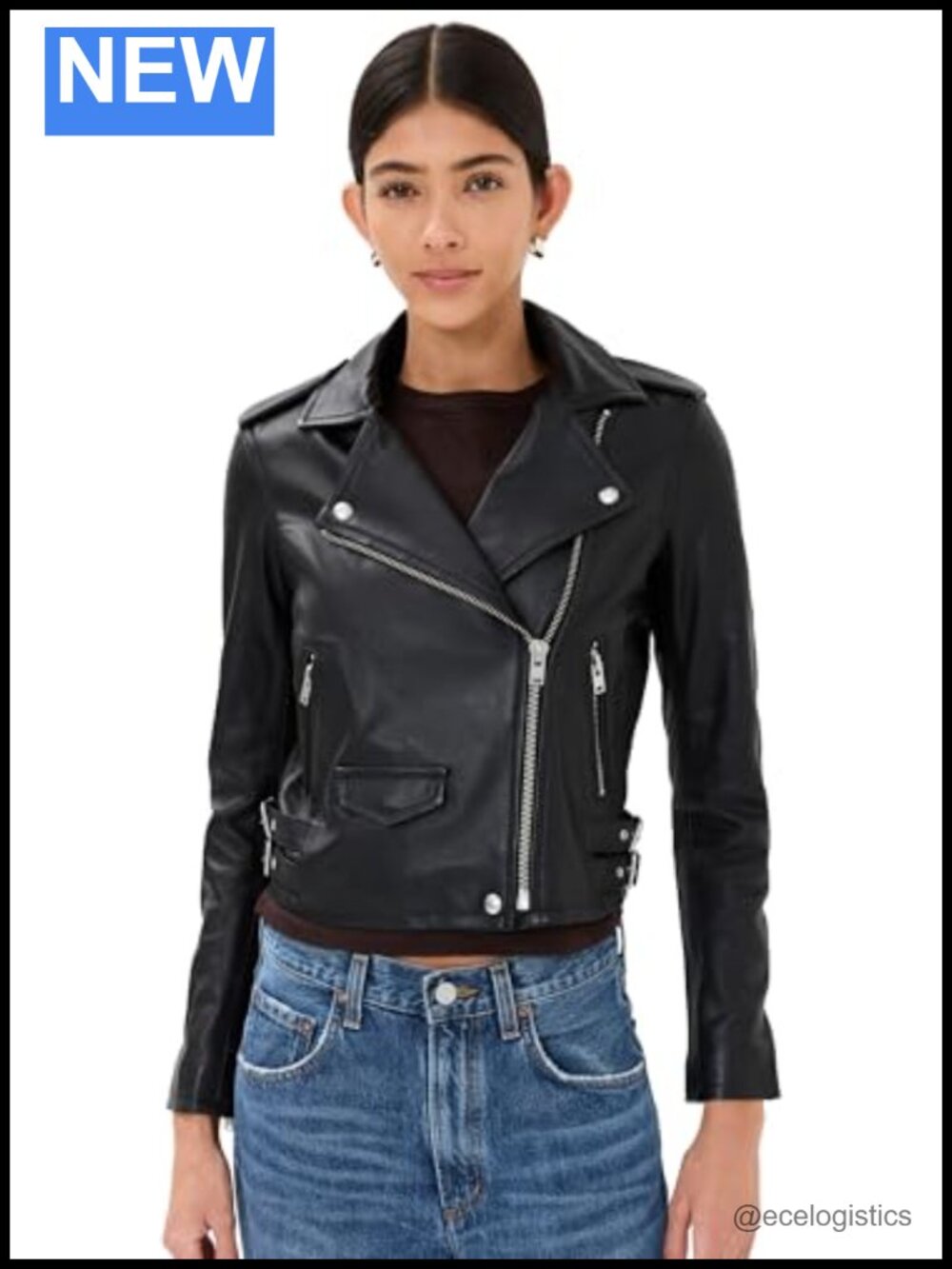 Women's Leather Jacket Fitted Long Sleeve Zip Front Motocycle Cape Style